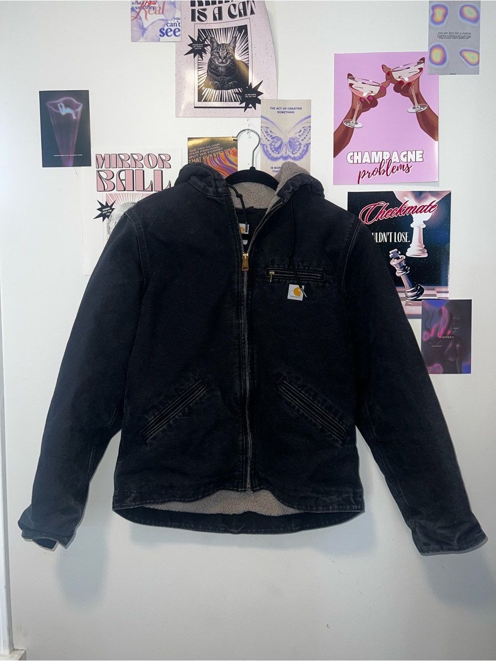 Carhartt Black Hooded Sherpa-Lined Field Jacket